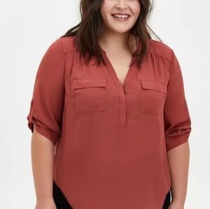 Torrid Harper Georgette 3/4 Sleeve Blouse Size 5